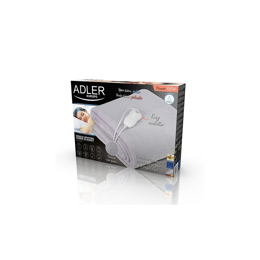 Adler AD 7425 elektriskā sega/spilvens 60 W Pelēks Poliesters – 5