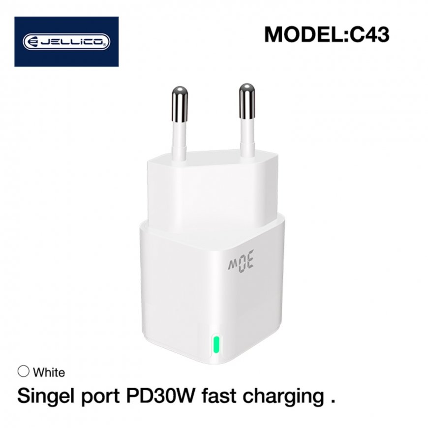 Jellico C43 Mini PD 30W QC 3.0 Smart Adaptive Fast Charger with – 3