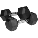 Rubberized cast iron dumbbells HEX 2x6kg, REBEL ACTIVE Rubberized cast iron dumbbells HEX 2x6kg, REBEL ACTIVE