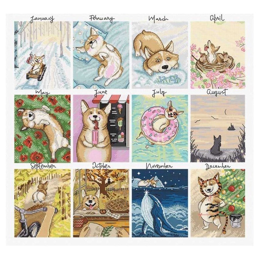 Letistitch Counted Cross Stitch Kit "Dog Calendar" 43x41cm SLETIL8086 – 2
