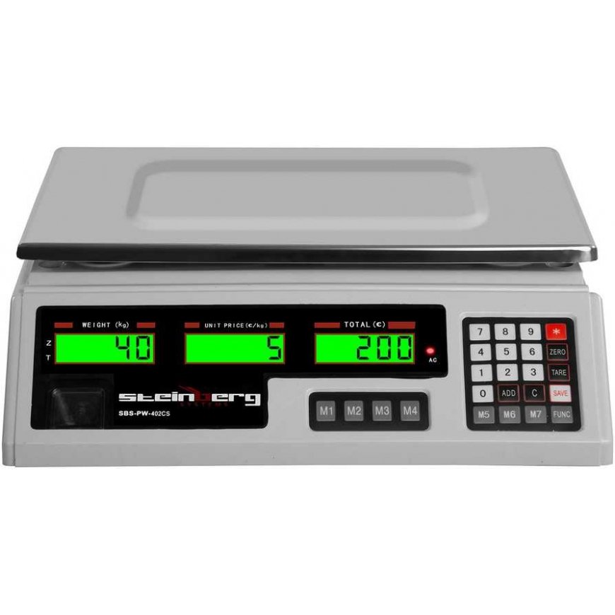 Steinberg Systems Svarstyklės sklepowa kontrolna 339x233mm maitinimo šaltinis + akumulator 40kg / 2g - balta – 3