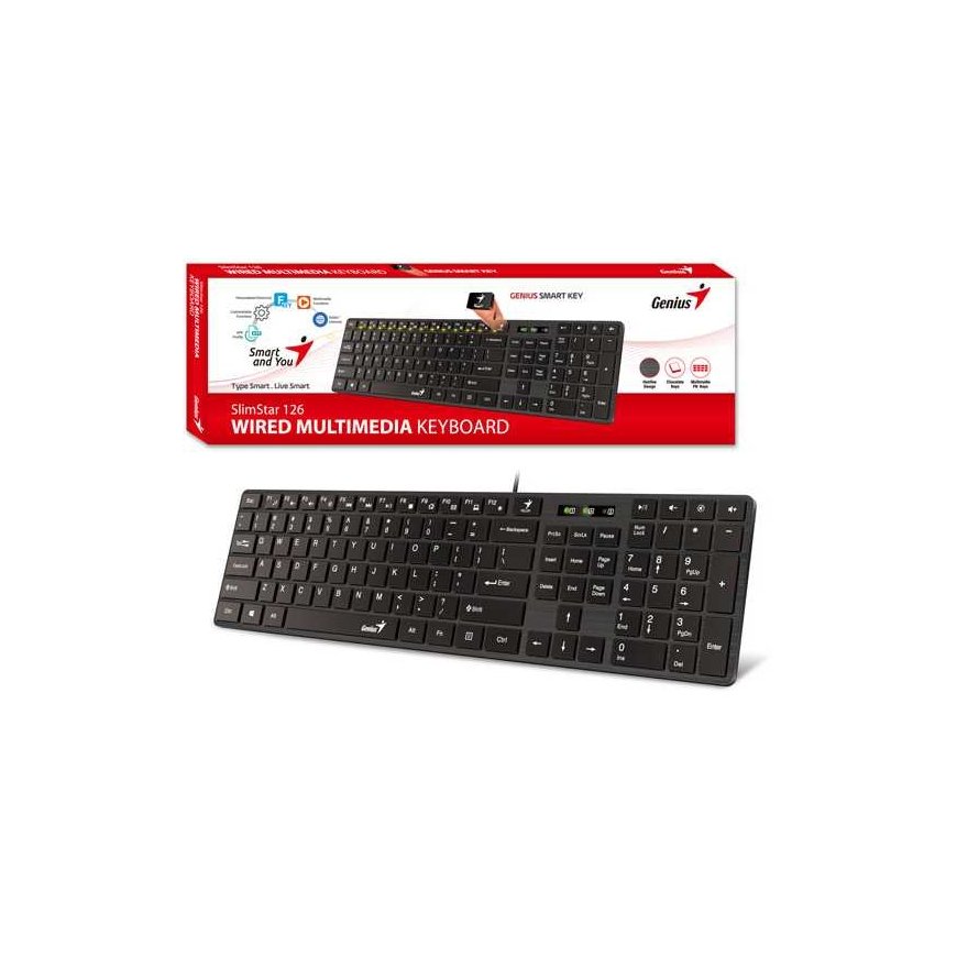 Genius SlimStar 126 COPILOT, klaviatūra CZ/SK, klasyczna, su laidu (USB), juoda – 2