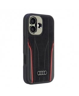 Audi Genuine Leather MagSafe iPhone 16 6.1" czarno-czerwony|blac