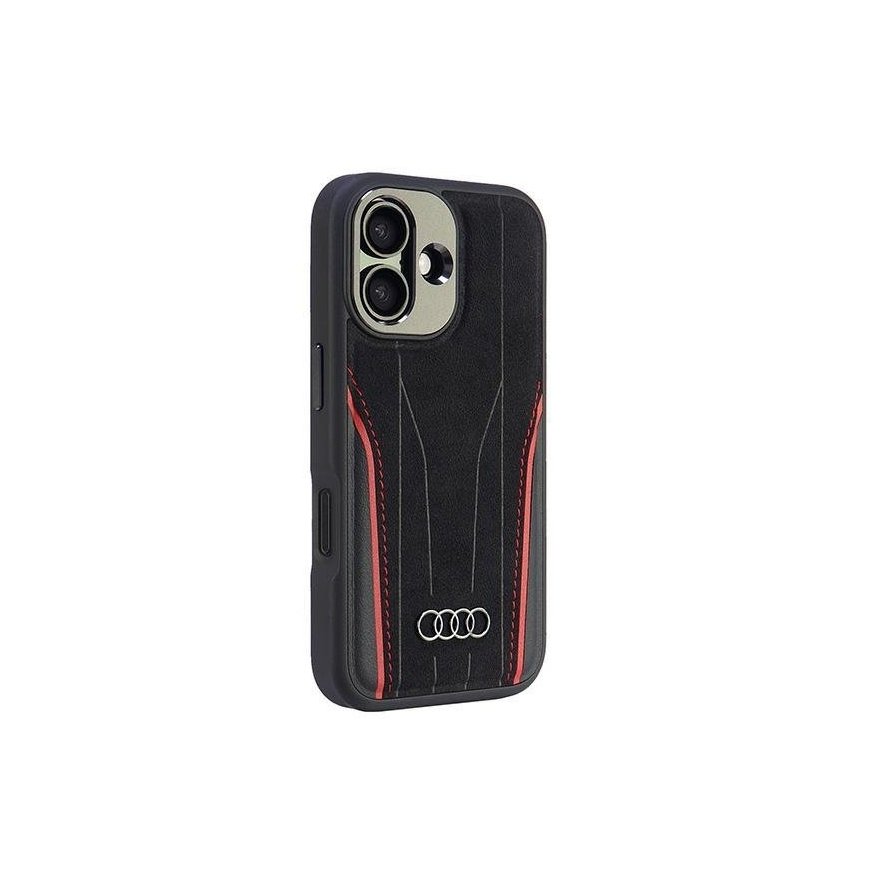 Audi Genuine Leather MagSafe iPhone 16 6.1" czarno-czerwony|blac