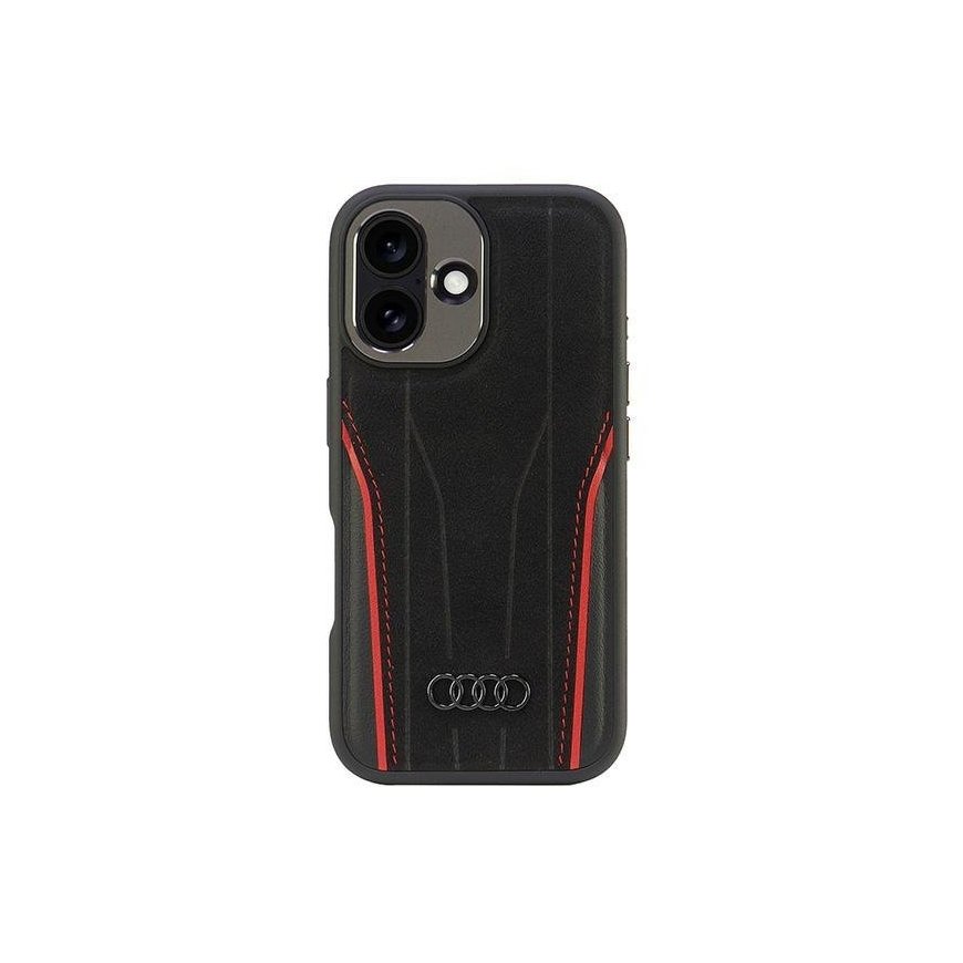 Audi Genuine Leather MagSafe iPhone 16 6.1" czarno-czerwony|blac – 2