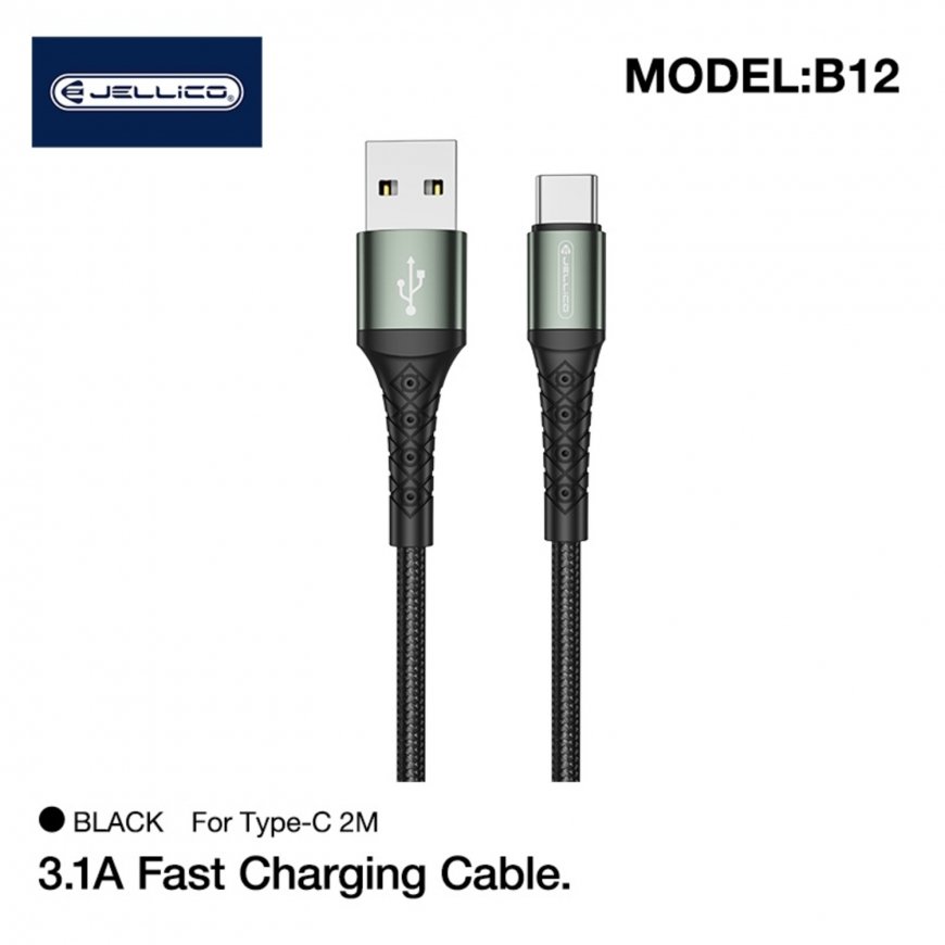 Jellico B12 Nylon Braided Universal USB-C to USB Data & Fast 3.1 – 2