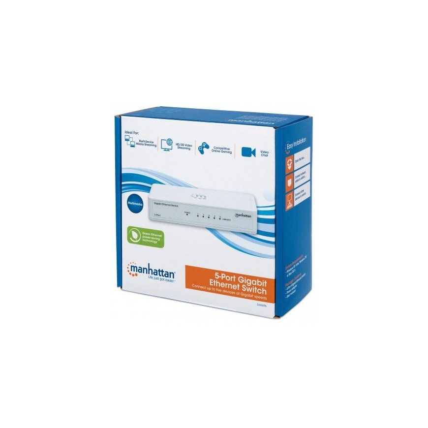 Manhattan 560696 verkkokytkin Hallitsematon L2 Gigabit Ethernet (10/100/1000) Valkoinen – 5