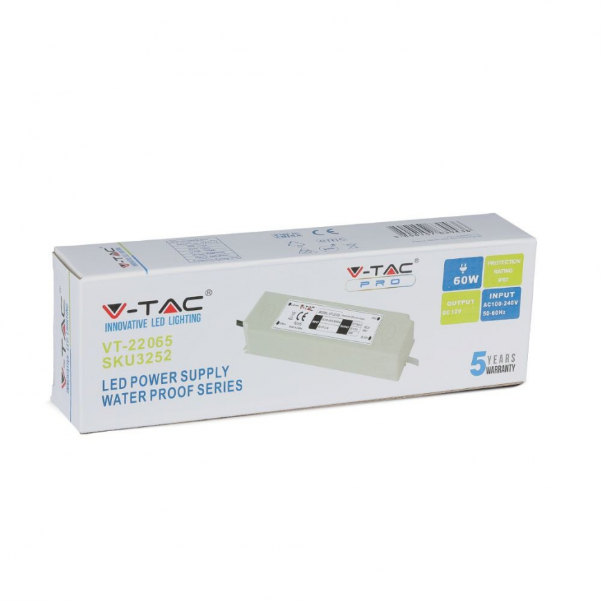V-TAC LED barošanas avots 60W 12V