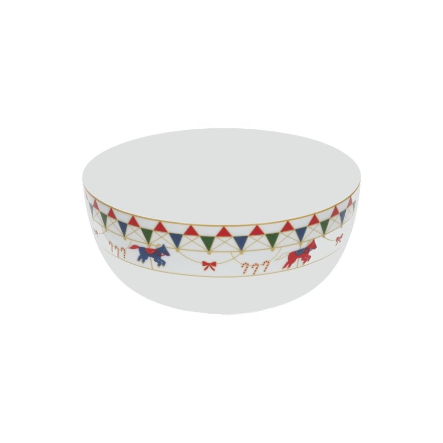 Xmas Carousel Round Salad Bowl - 25 cm