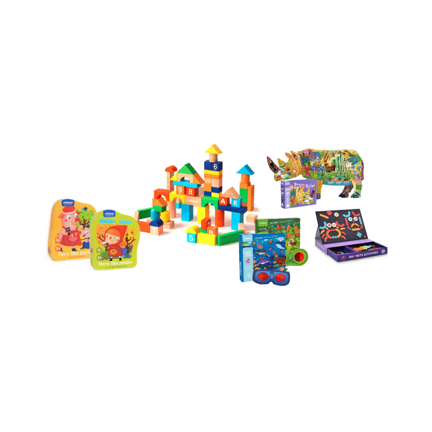 Beilaluna Set of 100 Wooden Cute Animals Blocks