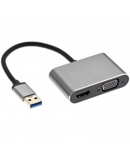 RoGer DrongDisplay Adapter USB to VGA/HDMI + Audio / iOS/Android/Windows/macOS