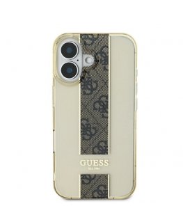 Guess IML Middle 4G Stripe Case for iPhone 16 Brown