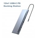 RoGer MST Docking Station 12in1 PD Docking Station for Laptop USB-C to HDMI / DisplayPort / VGA / USB-C PD / 3x USB / Audio / LA