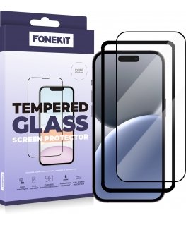 FoneKit Full Cover -panssarilasi, iPhone 16 Plus / 15 Plus