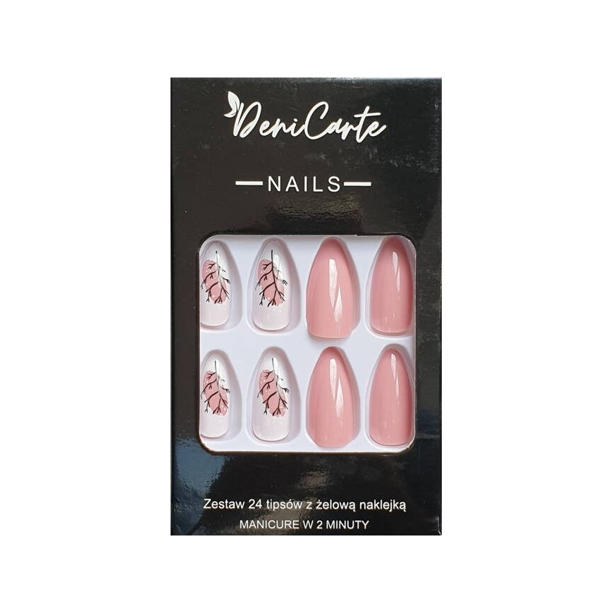 Pink Deni Carte Tipsy - sztuczne paznokkie, set of 24 pcs, different wzory - Pink White | Różowo-White – 2