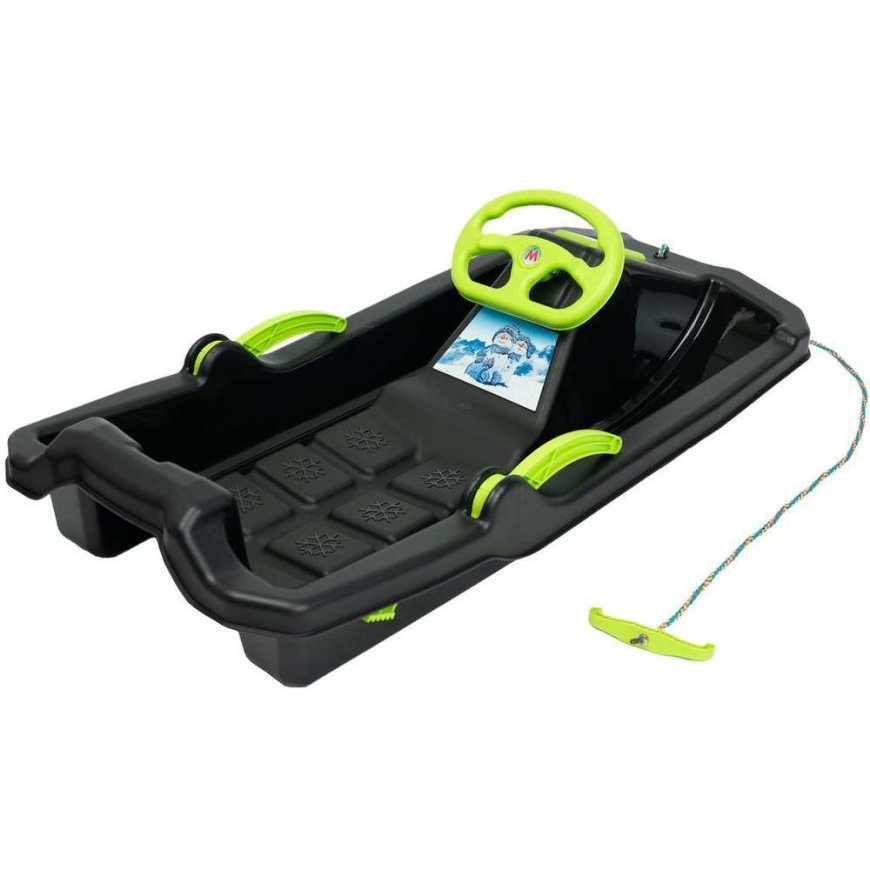 Enero Sleds PLASTIKOWE Z HAMULCEM I KIEROWNICĄ ADAŚ 84x43x25CM Black – 3