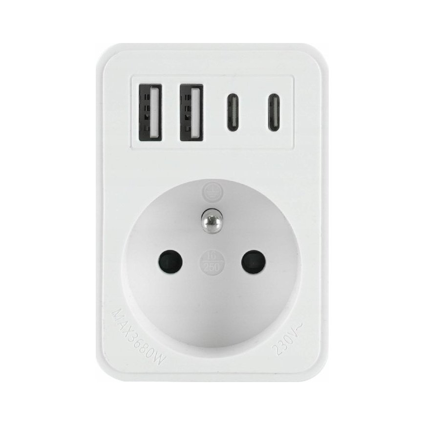 Plastrol ROZGAŁĘŹNIK JEDNOKROTNY 2xUSB + 2xUSB C – 2