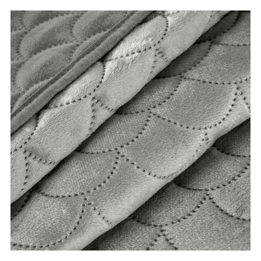 Eurofirany ARIEL Soft velvet bedspread quilted by hot press with a motif of fish scales, 220X240 cm, color: silver – 4