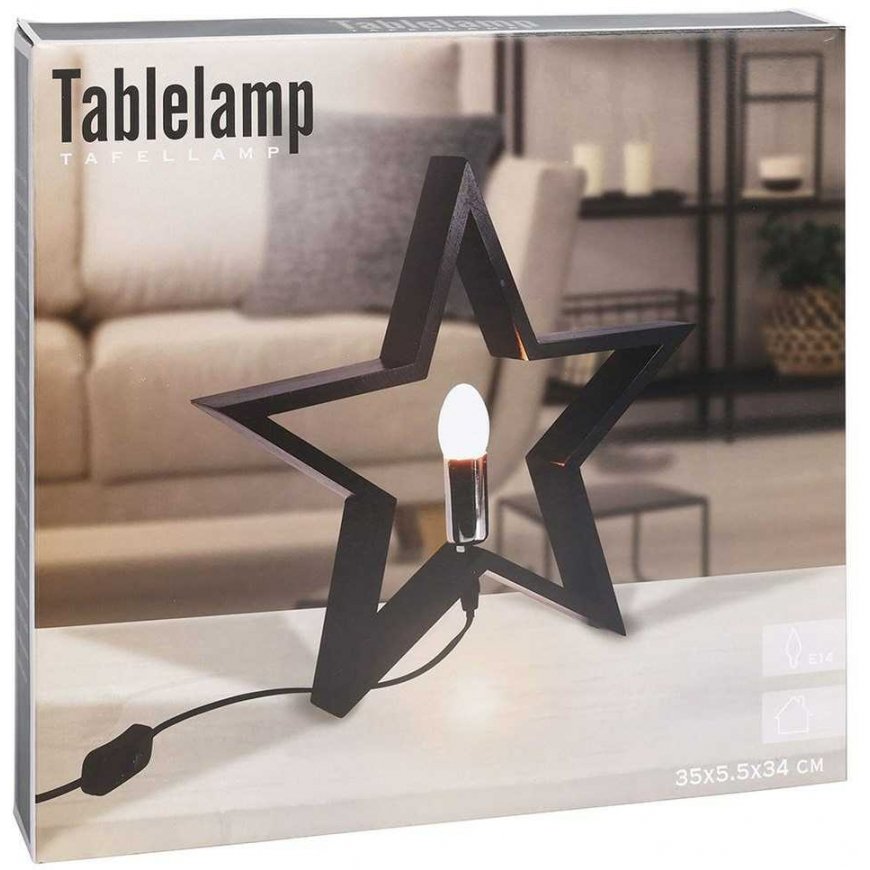 Christmas Decoration Wooden table lamp with a star 36.5x5.5x34.5 cm – 4