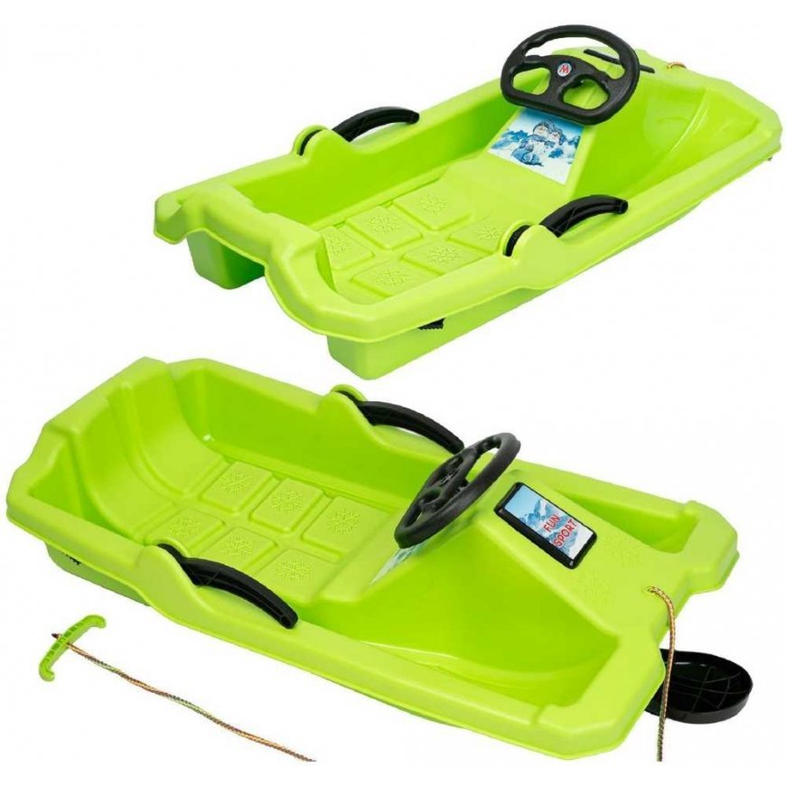 Enero Sleds PLASTIKOWE Z HAMULCEM I KIEROWNICĄ ADAŚ 84x43x25CM ZIELONE