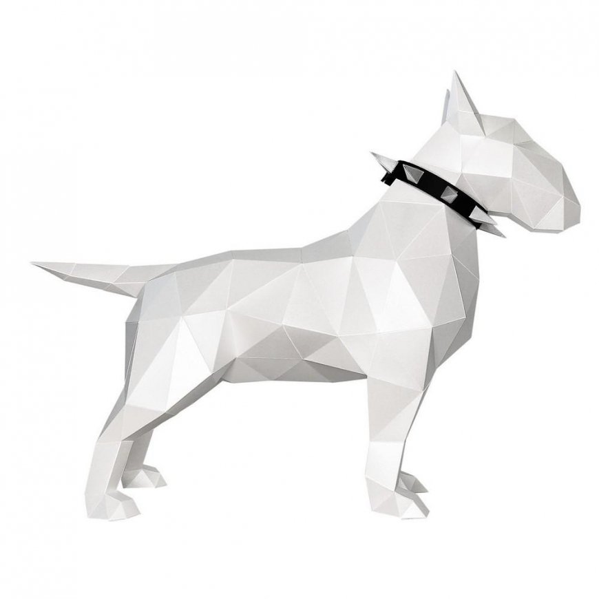 Beldizart WIZARDI 3D popieriniai amatų modeliai Bulterjeras PP-2BLT-WHT – 3