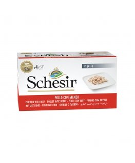 SCHESIR Vistas gaļa ar šķiņķi želejā - mitrā suņu barība - 4 x 85g