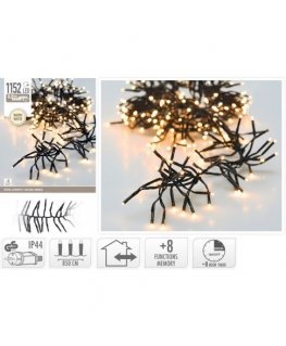 Christmas Decoration KALĖDINĖS LEMBUTĖS GRANDINĖS LIGHTS 1152 LED LAIKMATIS ŠILTAS Baltas