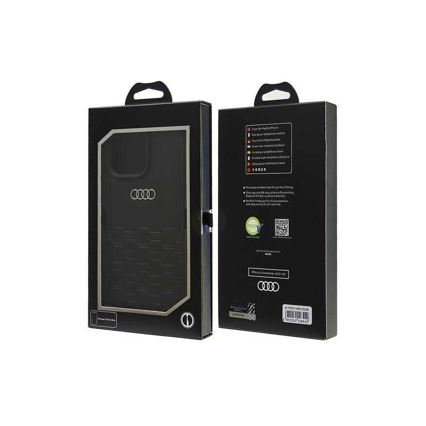 Dėklas Audi Synthetic Leather iPhone 16 Pro Max 6.9" juoda/juodas hardcase AU-TPUPCIP16PM-GT/D2-BK