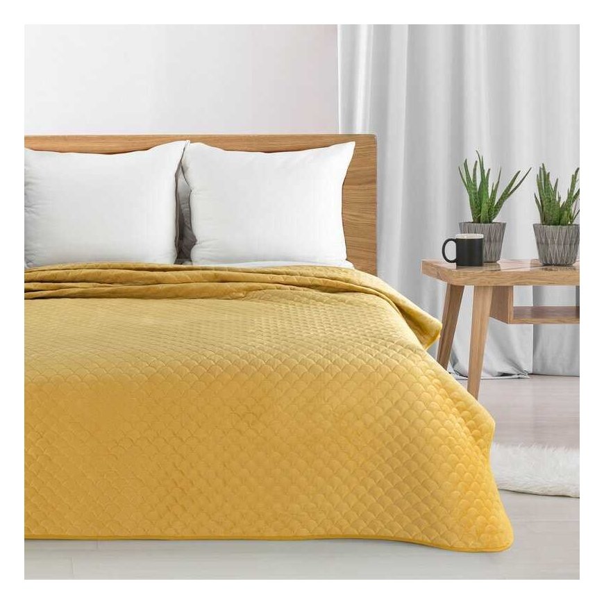 Decorative bedspread 220x240 Ariel mustard velor Eurofirany – 5