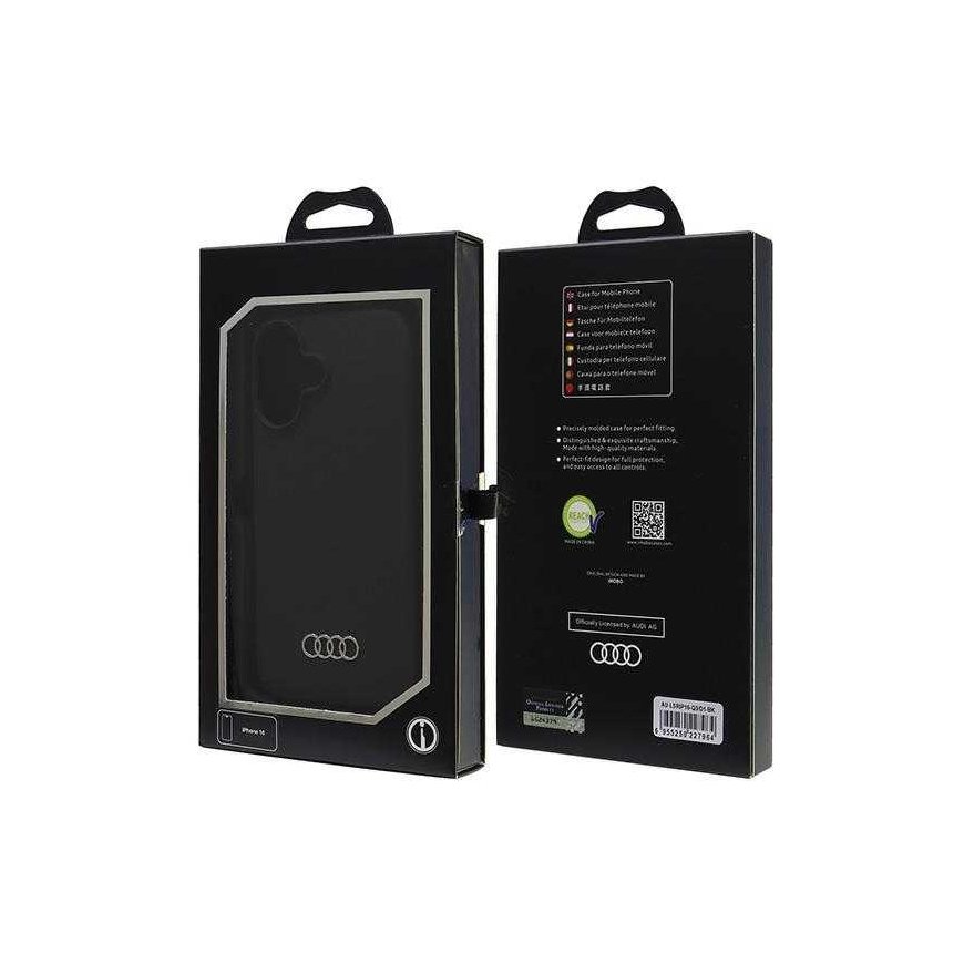 Audi Silicone case for iPhone 16 6.1" black/black hardcase AU-LSRIP16-Q3/D1-BK