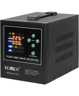 KEMOT PROsinus-500-LFP4 avarinio maitinimo keitiklis su gryna sinusine banga ir įkrovimo funkcija 12V 230V 500VA/300W