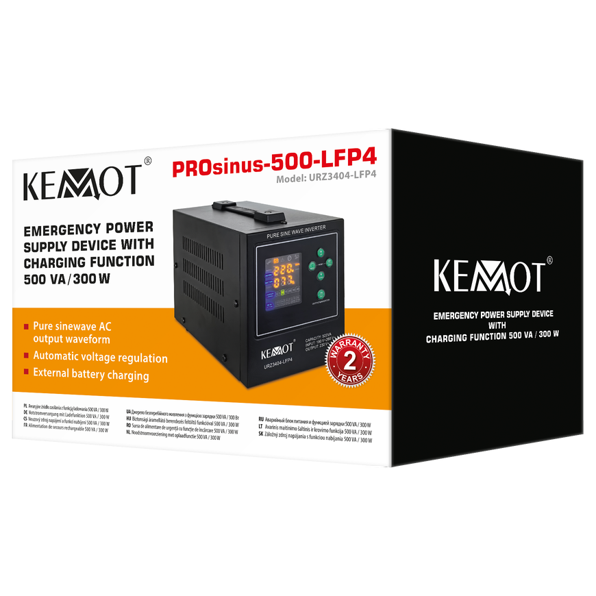 KEMOT PROsinus-500-LFP4 emergency power inverter with pure sine wave and charging function 12V 230V 500VA/300W – 2