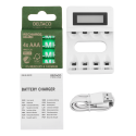 USB battery charger for DELTACO 4xAA/AAA Ni-MH/Ni-Cd batteries, 4x AAA batteries included, white / C704A4-4xAAA