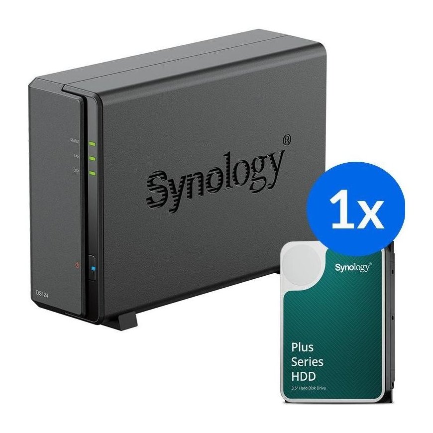 Synology DS124 +1x HAT3310-12T (1x 12TB) – 2