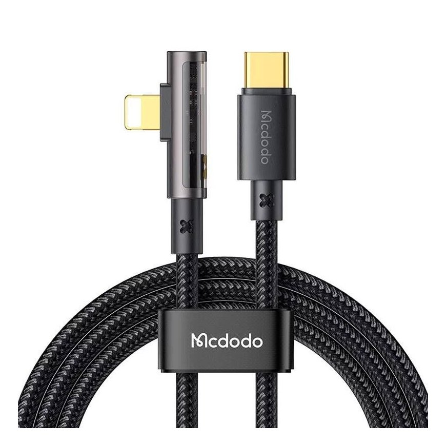 McDodo CA-3390 36W 1.2m USB-C to Lightning angle cable (black)