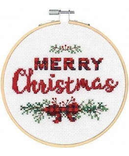 Simplicity Creative Corp Merry Christmas Wooden Bow Cross Stitch Kit D72-76043