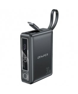 AWEI PowerBank z wbudowanym kablem P87K 10000mAh czarny|black 30