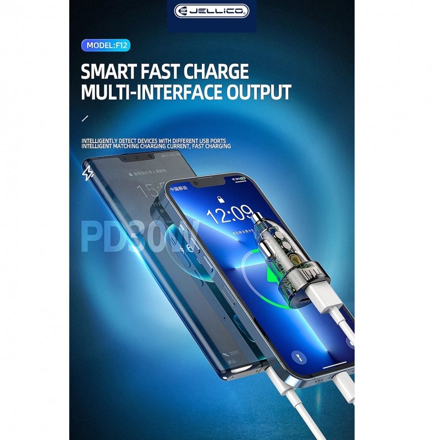 Jellico F12 48W Transparent Dual Port Car Fast Adaptive Charger – 3