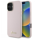 Case Guess GUHCP16MSMBSLP iPhone 16 Plus 6.7" pink hardcase Silicone Script Metal Logo & Frame