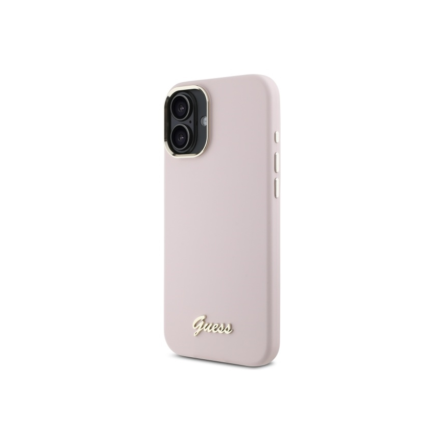 Case Guess GUHCP16MSMBSLP iPhone 16 Plus 6.7" pink hardcase Silicone Script Metal Logo & Frame – 2