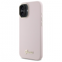 Case Guess GUHCP16MSMBSLP iPhone 16 Plus 6.7" pink hardcase Silicone Script Metal Logo & Frame