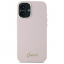 Dėklas Guess GUHCP16MSMBSLP iPhone 16 Plus 6.7" rožinis/pink hardcase Silicone Script Metal Logo & Frame