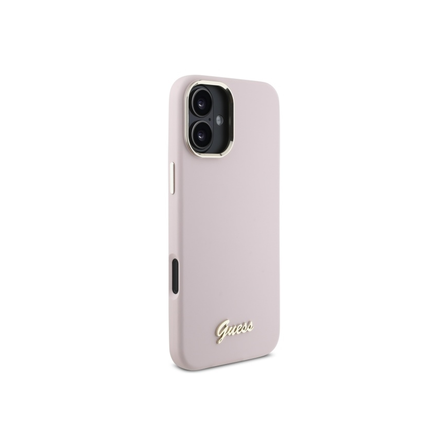 Case Guess GUHCP16MSMBSLP iPhone 16 Plus 6.7" pink hardcase Silicone Script Metal Logo & Frame – 4