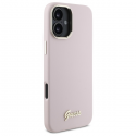 Case Guess GUHCP16MSMBSLP iPhone 16 Plus 6.7" pink hardcase Silicone Script Metal Logo & Frame