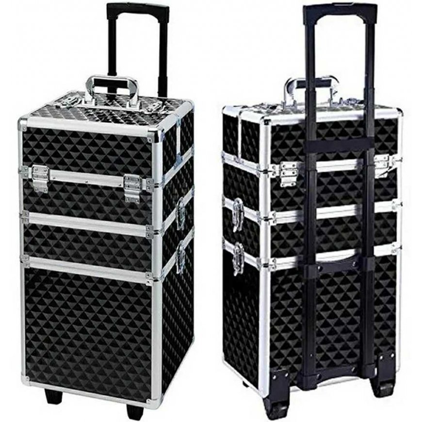 Aptel Cosmetic case on wheels BEAUTY TRAVEL CASE 3IN1 Black/Silver – 2