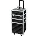 Aptel Cosmetic case on wheels BEAUTY TRAVEL CASE 3IN1 Black/Silver Aptel Cosmetic case on wheels BEAUTY TRAVEL CASE 3IN1 Black/Silver