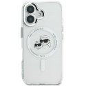 Karl Lagerfeld dėklas, skirtas iPhone 16 Plus 6,7" KLHMP16MHLSKCH balta kieta IML metalinė Karl&Choupette galvutė MagSafe