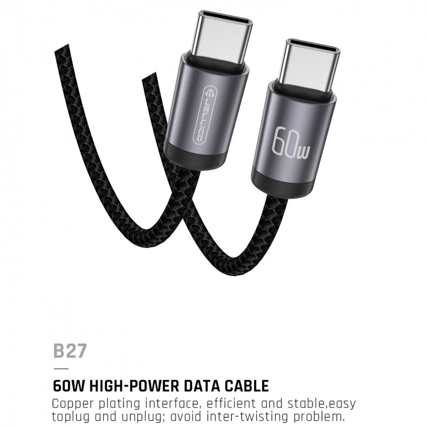 Jellico B27 Тканевый плетенный универсальный зарядный кабель USB – 4