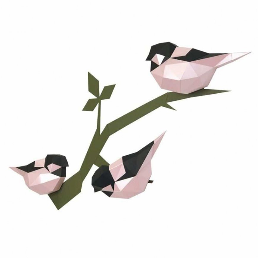Beldizart Wizardi 3D Papercraft Kit Birds (rožinės spalvos) PP-1PTC-2PB