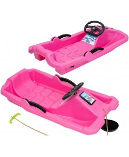 Enero PLASTIC SLEDGE WITH BRAKE AND VARANA ADAŚ 84x43x25cm PINK
